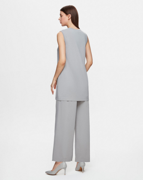 Basic Kolsuz Triko Gri Tunik - 2