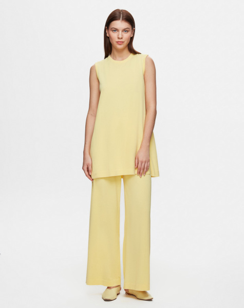 T25Y-6000 Basic Kolsuz Triko Tunik 1221-YELLOW 