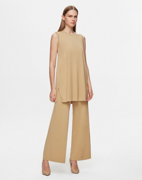 T25Y-6000 Basic Kolsuz Triko Tunik 1241-CAMEL 