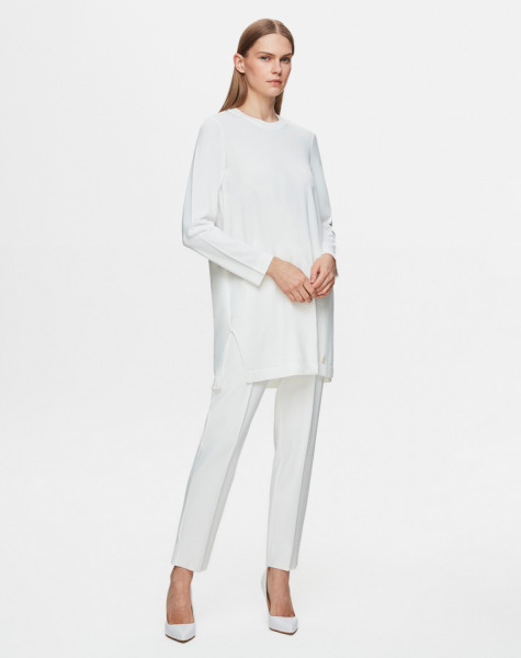T25Y-6001 Uzun Kollu Basic Triko Tunik 1012-ECRU - 2