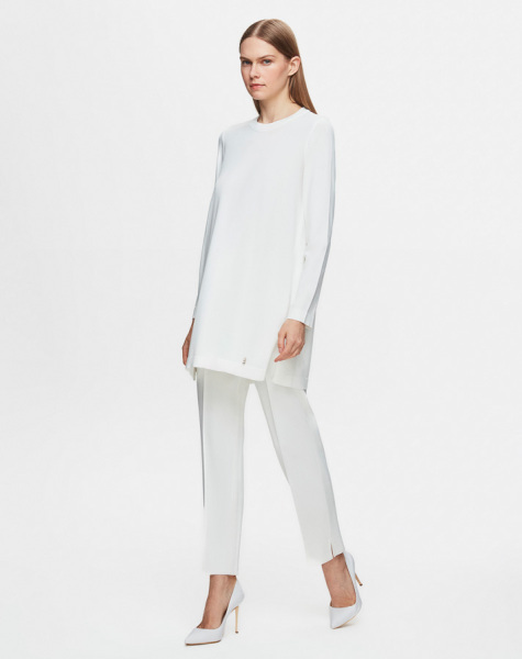 T25Y-6001 Uzun Kollu Basic Triko Tunik 1012-ECRU 