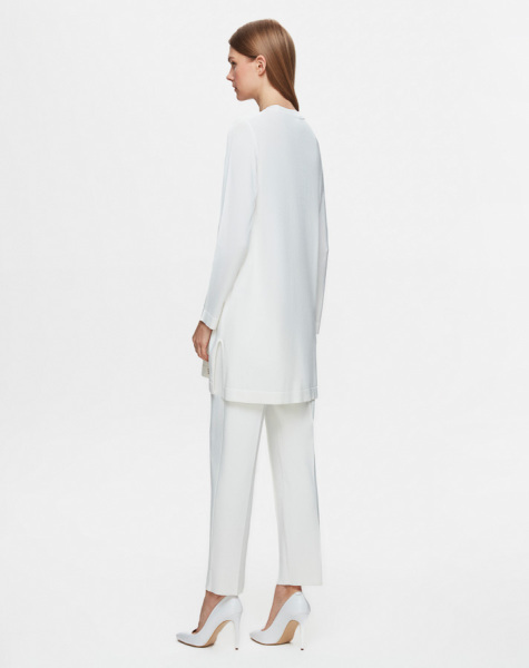 T25Y-6001 Uzun Kollu Basic Triko Tunik 1012-ECRU - 3