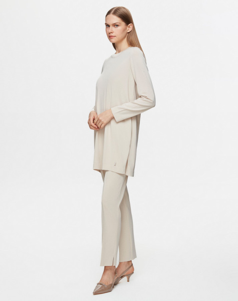 T25Y-6001 Uzun Kollu Basic Triko Tunik 1021-SAND 