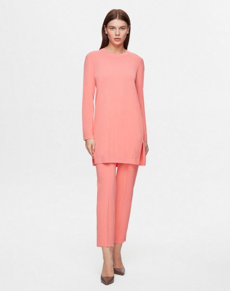 T25Y-6001 Uzun Kollu Basic Triko Tunik 1081-SALMON 