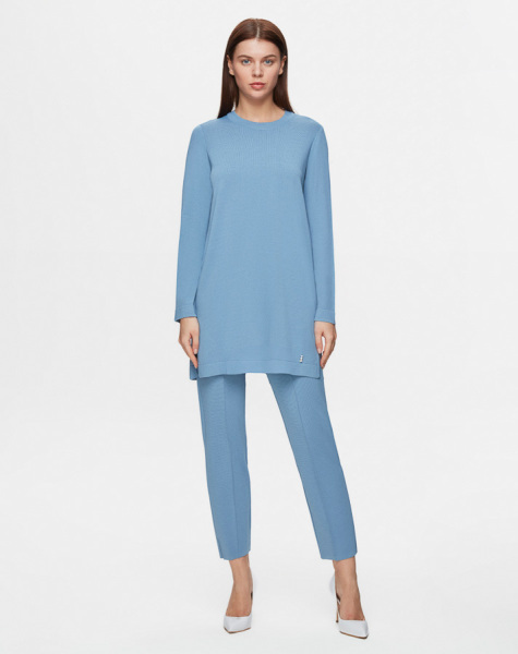 T25Y-6001 Uzun Kollu Basic Triko Tunik 1112-LAVENDER 