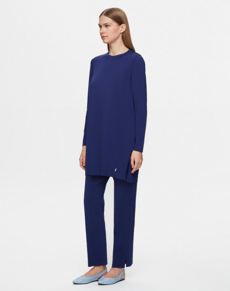 T25Y-6001 Uzun Kollu Basic Triko Tunik 1167-NAVY BLUE - 1