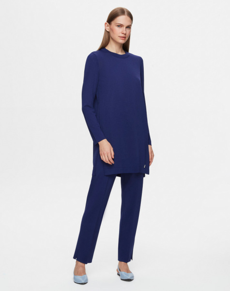 T25Y-6001 Uzun Kollu Basic Triko Tunik 1167-NAVY BLUE - 2