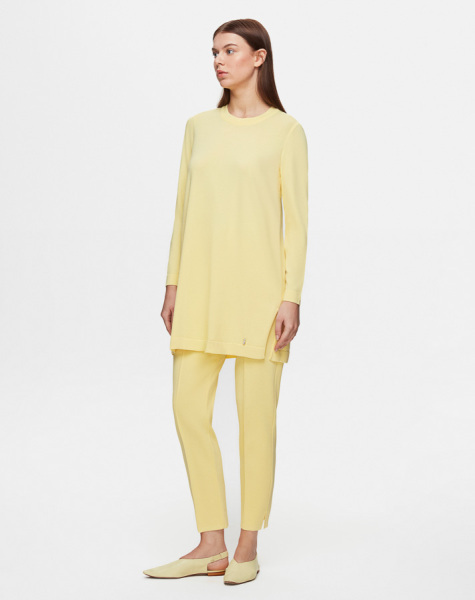 T25Y-6001 Uzun Kollu Basic Triko Tunik 1221-YELLOW - 2