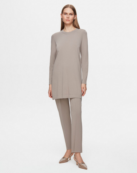 T25Y-6001 Uzun Kollu Basic Triko Tunik 1237-MİNK - 2