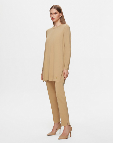 T25Y-6001 Uzun Kollu Basic Triko Tunik 1241-CAMEL - 2