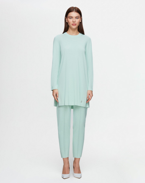 T25Y-6001 Uzun Kollu Basic Triko Tunik 1243-LIGHT MİNT - 1