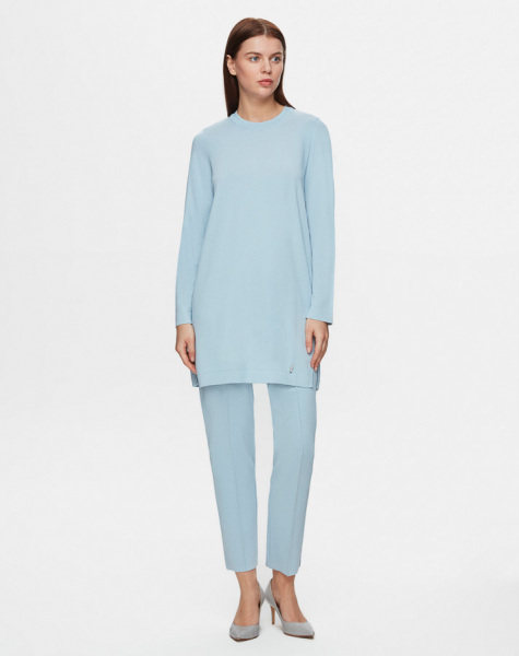 T25Y-6001 Uzun Kollu Basic Triko Tunik 1324-LIGHT BLUE - 1