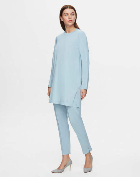 T25Y-6001 Uzun Kollu Basic Triko Tunik 1324-LIGHT BLUE - 2