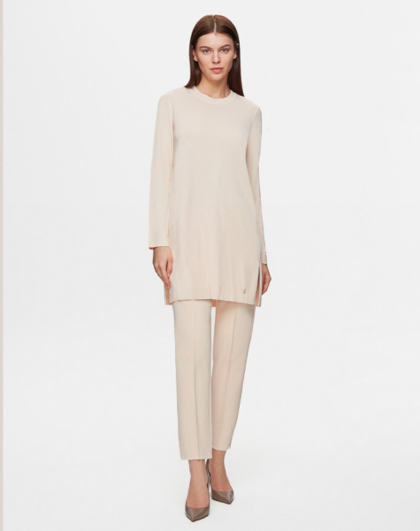 T25Y-6001 Uzun Kollu Basic Triko Tunik 1412-BUTTER 