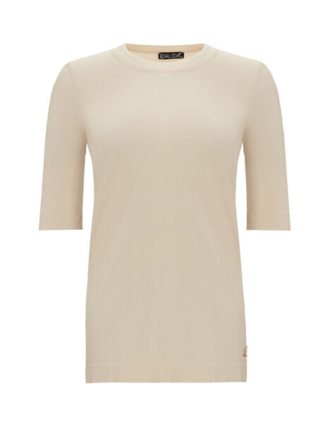 T25Y-6002 Kısa Kollu Triko Basic Tunik 1021-SAND 