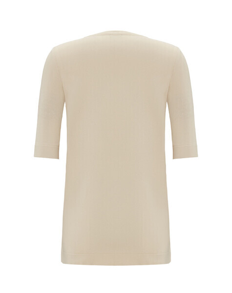 T25Y-6002 Kısa Kollu Triko Basic Tunik 1021-SAND - 2