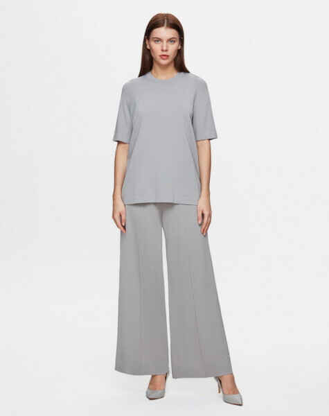 T25Y-6002 Kısa Kollu Triko Basic Tunik 1179-GREY 