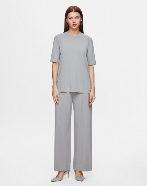 T25Y-6002 Kısa Kollu Triko Basic Tunik 1179-GREY - 3