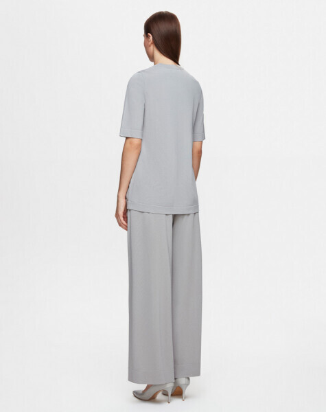 Kısa Kollu Triko Basic Gri Tunik - 2