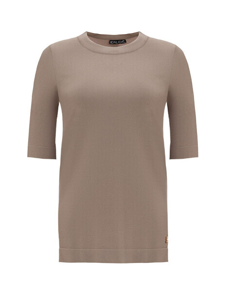 Kısa Kollu Triko Basic Vizon Tunik - 1