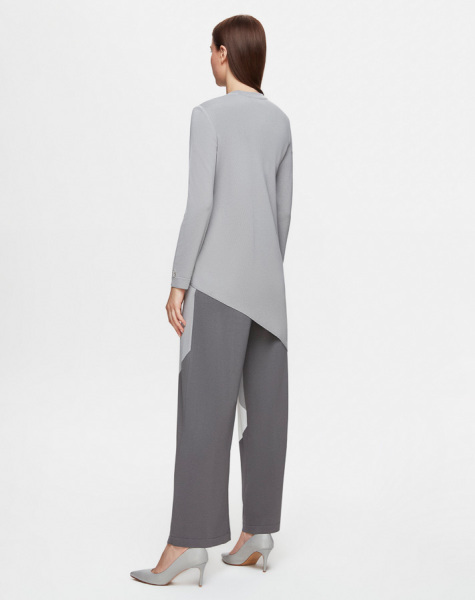 T25Y-6003 Asimetrik Kesim Renk Bloklu Triko Tunik 1021-SAND - 3