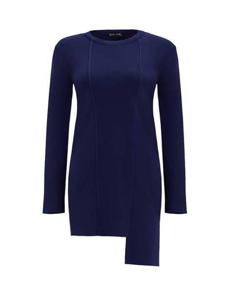 Bekletme Detaylı Asimetrik Kesim Triko 1112-LAVENDER Tunik - 9