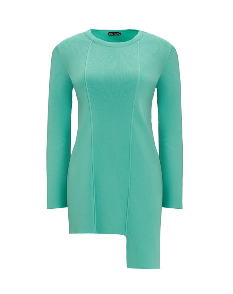 T25Y-6004 Bekletme Detaylı Asimetrik Kesim Triko Tunik 1150-MİNT 