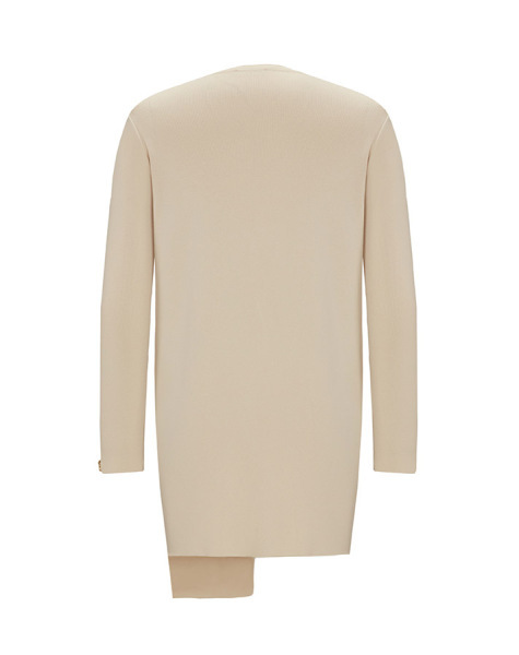 Bekletme Detaylı Asimetrik Kesim Triko Açık Sarı Tunik - 2