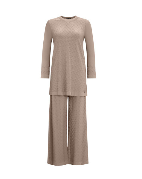 T25Y-6005 Baklava Dilimli Triko Tunik 1179-GREY - 7