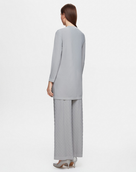 T25Y-6005 Baklava Dilimli Triko Tunik 1179-GREY - 2