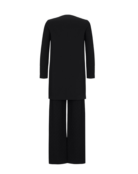 T25Y-6005 Baklava Dilimli Triko Tunik BLACK - 2