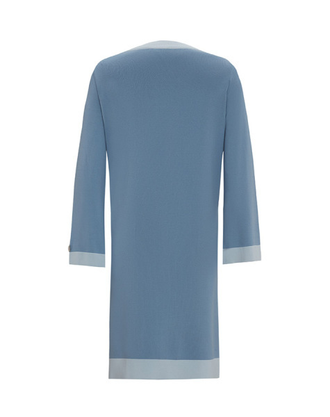 Yanı Yırtmaçlı V Yaka Triko Mavi Tunik - 2