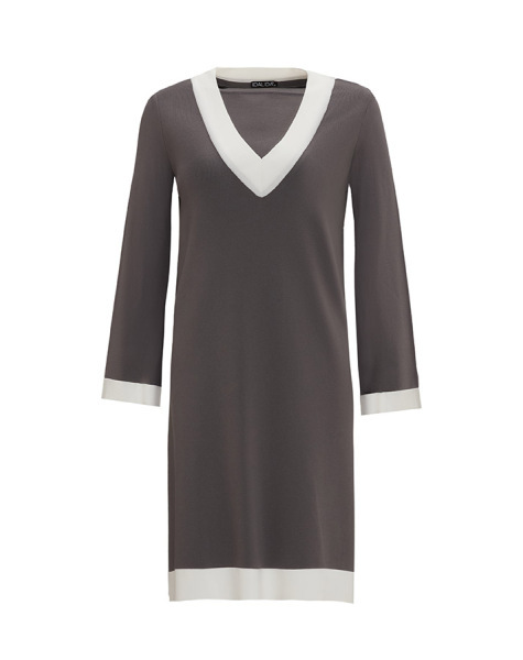 T25Y-6006 Yanı Yırtmaçlı V Yaka Triko Tunik 1318-ANTHRACITE 