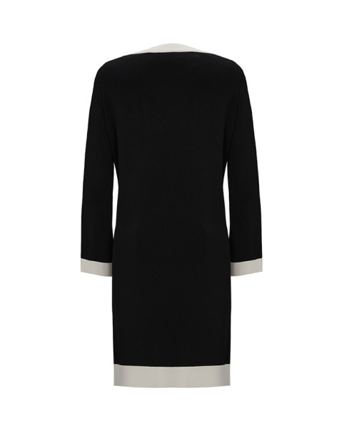 T25Y-6006 Yanı Yırtmaçlı V Yaka Triko Tunik BLACK - 2