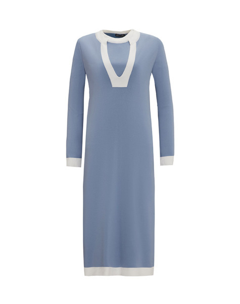 T25Y-6007 V Yaka Uzun Triko Tunik 1112-LAVENDER 