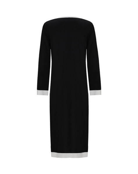 T25Y-6007 V Yaka Uzun Triko Tunik BLACK - 2