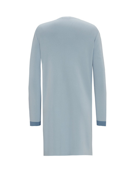 Yakası Fermuarlı Çizgili Triko Mavi Tunik - 2