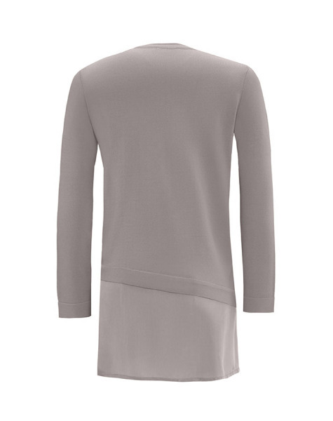 Etek Ucu Cupro Asimetrik Kesim Triko Gri Tunik - 2