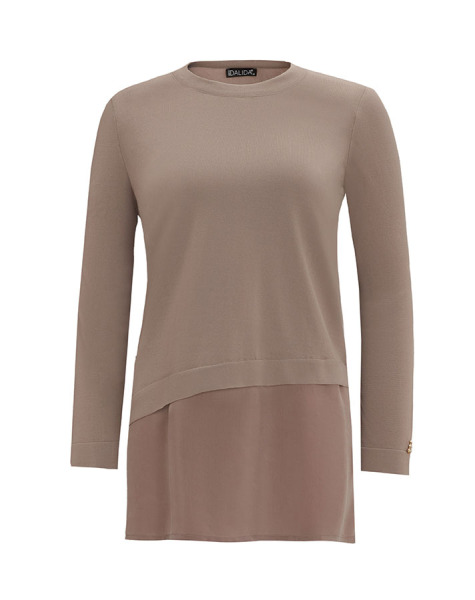 T25Y-6009 Etek Ucu Cupro Asimetrik Kesim Triko Tunik - 4