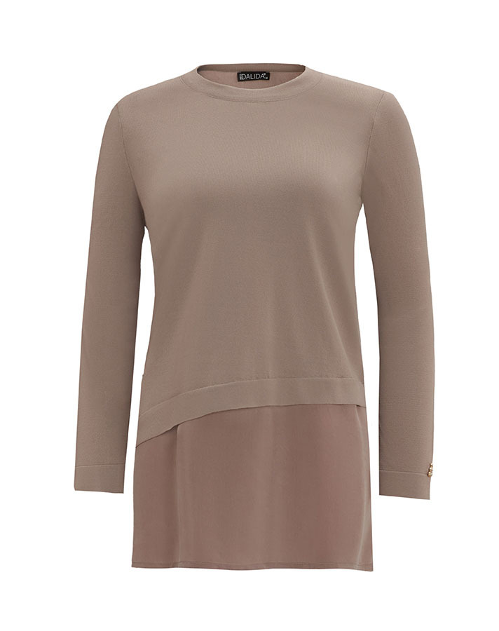 T25Y-6009 Etek Ucu Cupro Asimetrik Kesim Triko Tunik - 4
