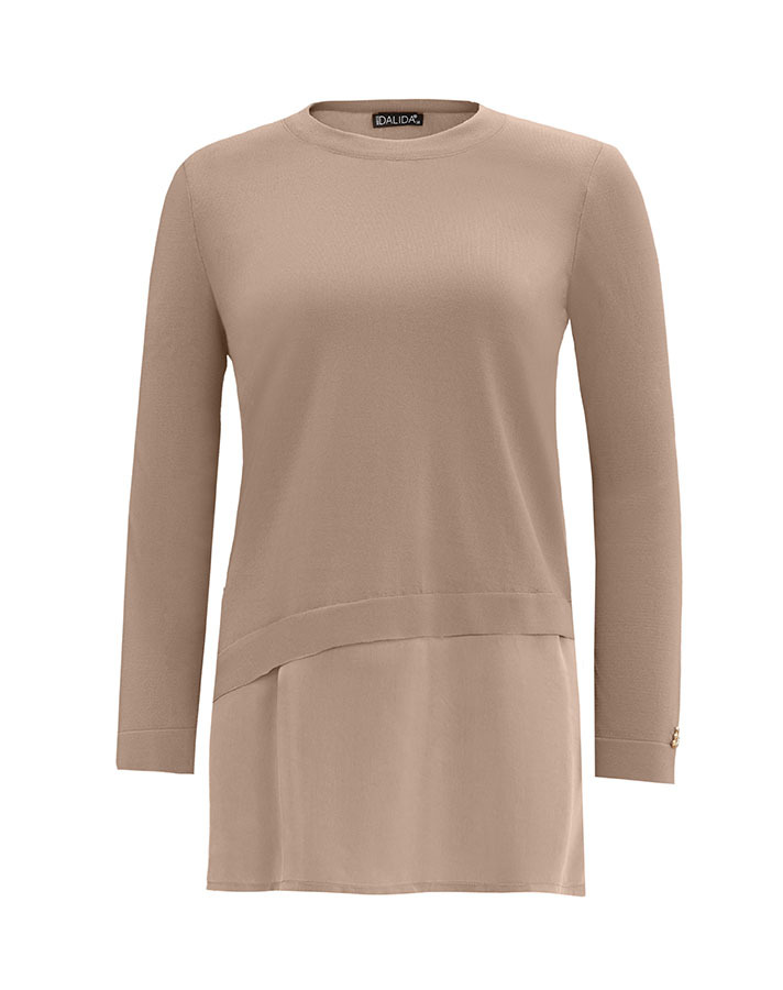 T25Y-6009 Etek Ucu Cupro Asimetrik Kesim Triko Tunik - 8