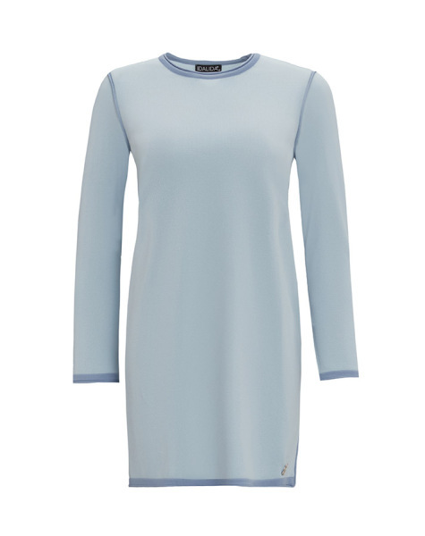 T25Y-6010 Yanları Kıvırmalı Renkli Triko Tunik 1324-LIGHT BLUE - 1