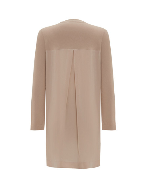 Arkası Cupro Önü Gül Broşlu Triko Taş Rengi Tunik - 2