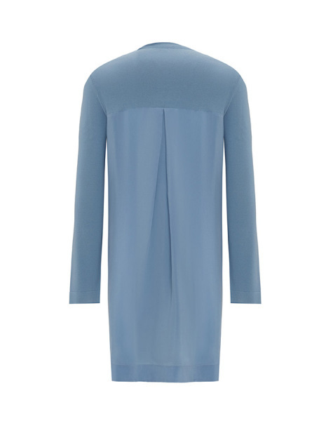 Arkası Cupro Önü Gül Broşlu Triko Mavi Tunik - 2