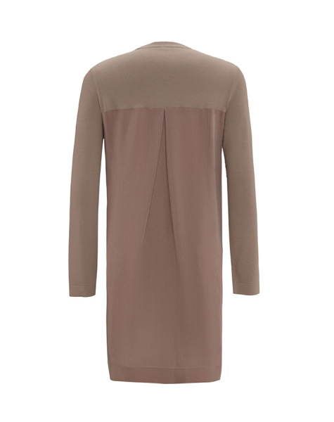 Arkası Cupro Önü Gül Broşlu Triko Vizon Tunik - 2