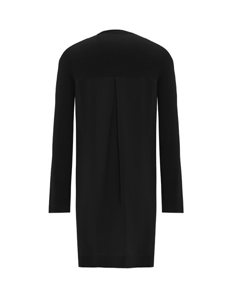 Arkası Cupro Önü Gül Broşlu Triko Siyah Tunik - 2