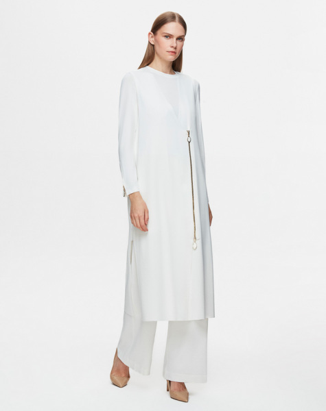 T25Y-6013 Bileği Fermuarlı Düz Renk Triko Tunik 1179-GREY - 3