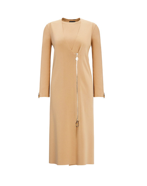 T25Y-6013 Bileği Fermuarlı Düz Renk Triko Tunik 1179-GREY - 4