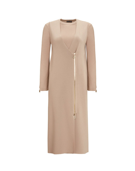 T25Y-6013 Bileği Fermuarlı Düz Renk Triko Tunik 1179-GREY - 6