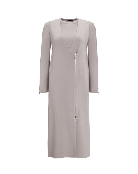 T25Y-6013 Bileği Fermuarlı Düz Renk Triko Tunik 1179-GREY - 10